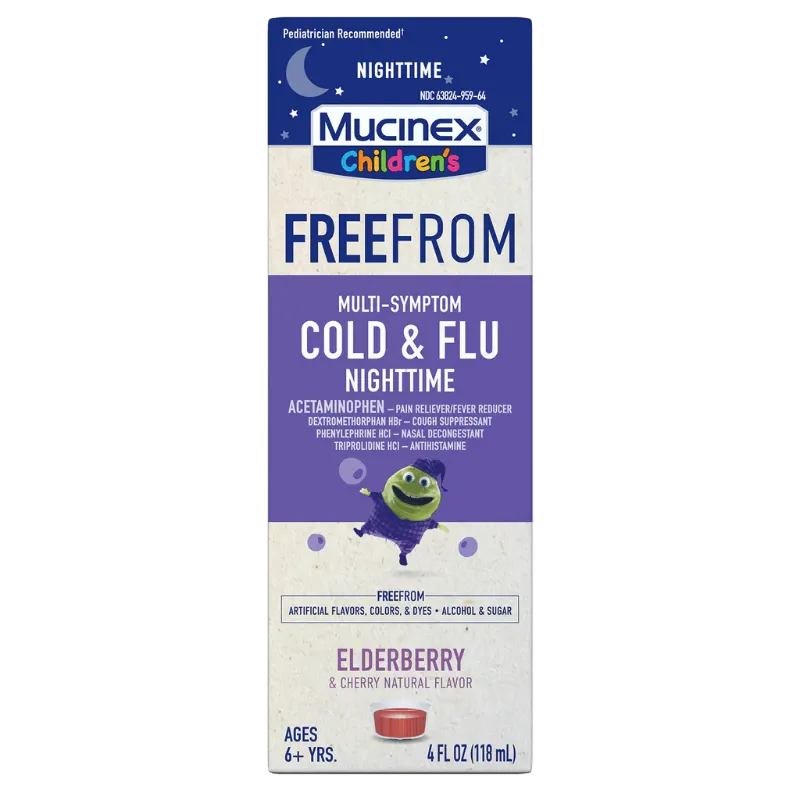 Photo 1 of *EXP 9/2024* Mucinex Children's Liquid - FreeFrom Multi-Symptom Cold & Flu Nighttime 4oz 