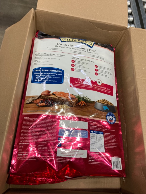 Photo 2 of *EXP JUNE 15 2025*Blue Buffalo Wilderness Adult High-Protein Dry Dog Food, Made in the USA with Natural Ingredients, Salmon with Wholesome Grains, 24-lb. Bag Salmon plus Wholesome Grains 24 Pound (Pack of 1)