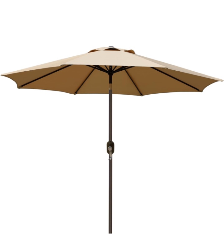Photo 1 of Blissun 9' Outdoor Patio Umbrella, Outdoor Table Umbrella, Yard Umbrella, Market Umbrella with 8 Sturdy Ribs, Push Button Tilt and Crank