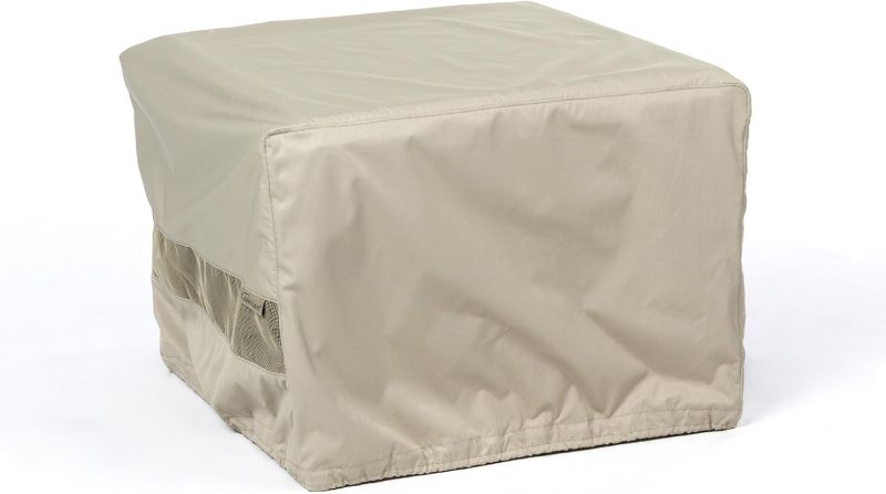 Photo 1 of Covermates Square Patio Accent Table Cover - Patio Outdoor Furniture Cover, Water Resistant Outdoor Ottoman/Side Table Cover, Elite 300D Polyester, 18W x 18D x 18H, Khaki