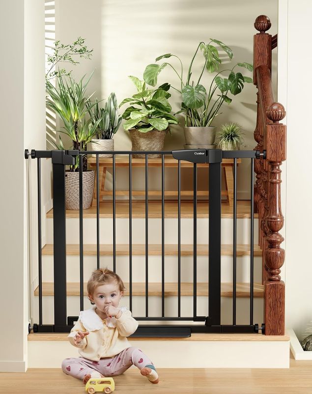 Photo 1 of Cumbor 29.7-57" Extra Wide Baby Gate for Stairs, Mom's Choice Awards Winner-Dog Gate for Doorways, Pressure Mounted Walk Through Safety Child Gate for Kids Toddler, Tall Pet Puppy Fence Gate, Black