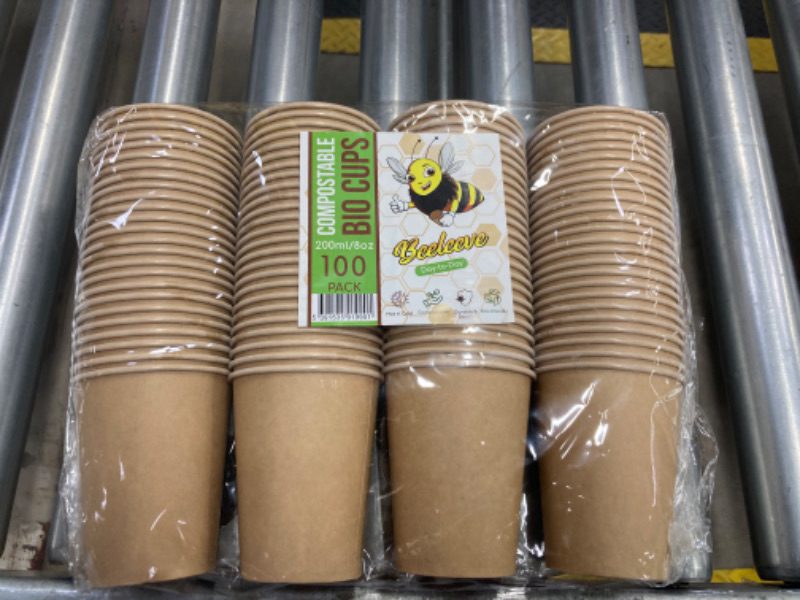 Photo 2 of Beeleeve [100-Pack Super Strong 100% Compostable Coffee and Tea Cups - Eco - Biodegradable