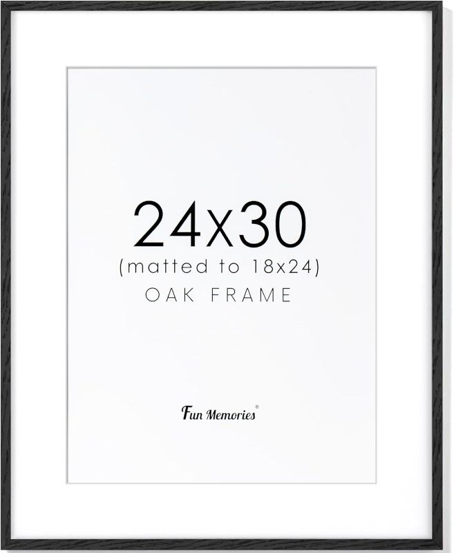 Photo 1 of 
24x30 Black Picture Frame for Wall, Solid Oak Wood Frame 24“x30" with Tempered Real Glass, Large 24x30 Poster Frame for Wall, 24x30 Frame with Mat for...