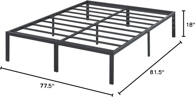 Photo 1 of 
Olee Sleep 18 Inch Heavy Duty Steel Slat Anti-Slip Support, Easy Assembly Platform Bed Frame, Noise Free Steel Mattress Foundation, Maximum Storage, No Box Spring Needed, Black, King Size
