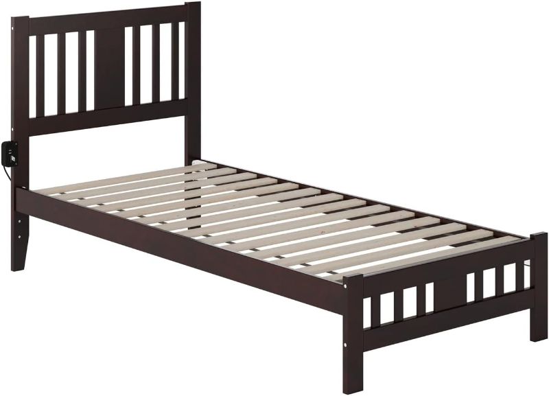 Photo 1 of AFI, Tahoe Solid Wood Platform Bed with Footboard and Attachable USB Charger, Twin XL, Espresso