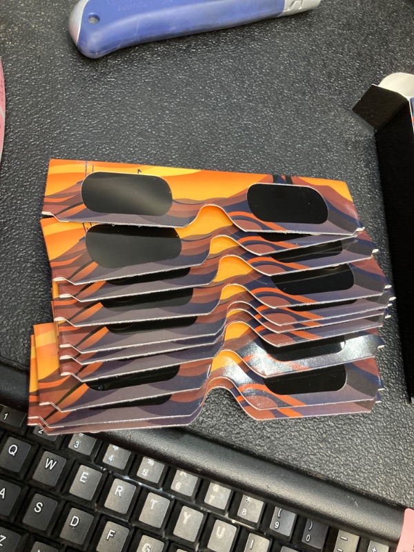 Photo 2 of 10 Pack Paper Solar Eclipse Glasses, Approved 2024, CE and ISO Certified Safe Shades for Direct Sun Viewing+ Solar Eclipse Guide