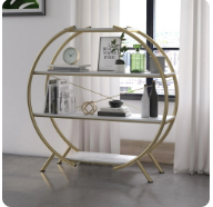 Photo 2 of ***MISSING ASSEMBLY HARDWARE*** CosmoLiving by Cosmopolitan Amelia Round Bookcase, White Faux Marble