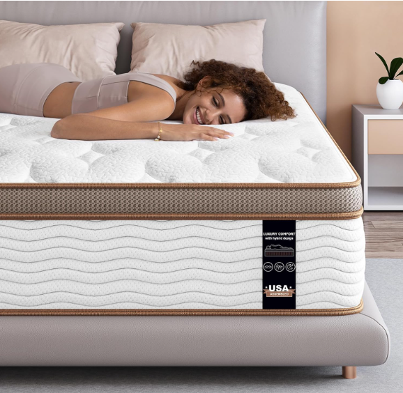 Photo 2 of BedStory Queen Mattress - 12 Inch Hybrid Mattress Medium Firm - Individually Wrapped Coils for Pressure Relief & Motion Isolation, Assembled in The USA