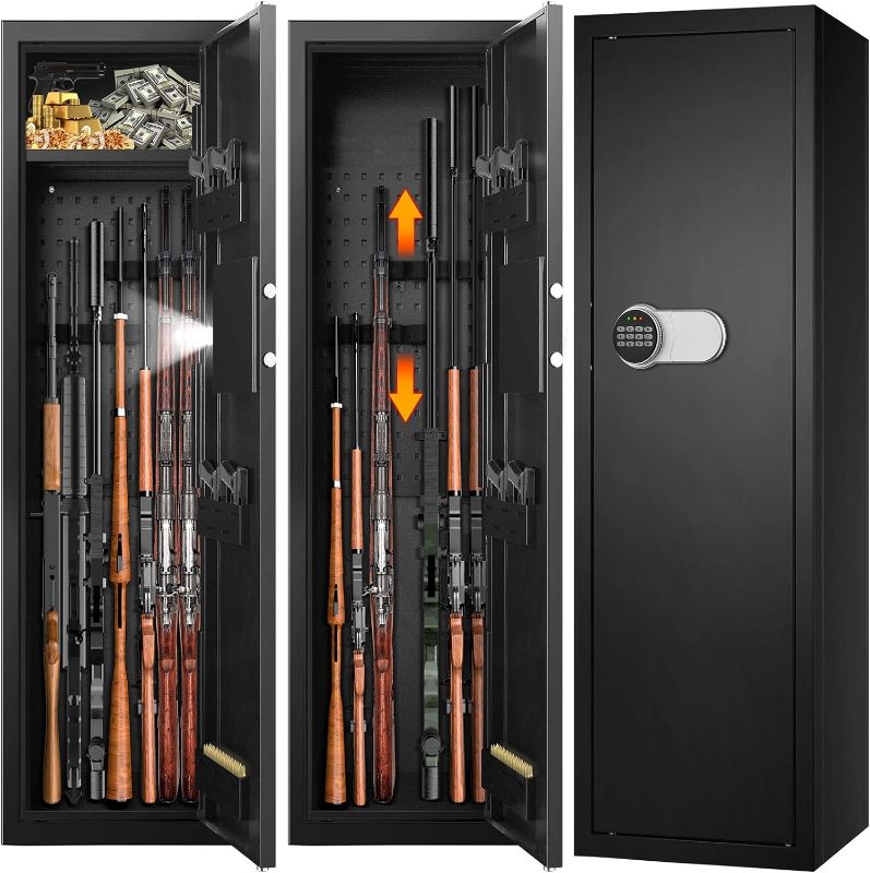 Photo 1 of ?2024 New?7-8 Rifle Gun Safe Gun Cabinet Fire Resistant with Removable Shelf, Large Unassembled Gun Safes for Home Rifle and Pistols with Silent Mode, Anti-Theft Long Gun Safes for Rifles and Shotguns
