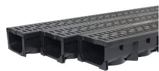 Photo 1 of Drainage Trench - Channel Drain with Grate - Black Plastic - 3 x 39 - (117" Total Length) Black - 3 Pack - 117"