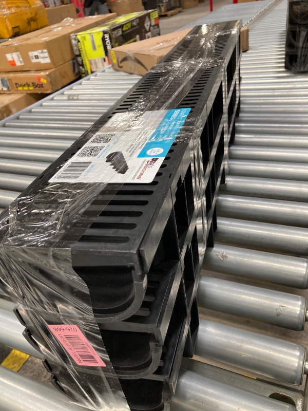 Photo 2 of Drainage Trench - Channel Drain with Grate - Black Plastic - 3 x 39 - (117" Total Length) Black - 3 Pack - 117"