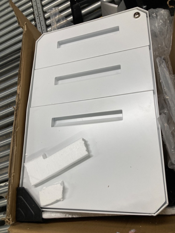 Photo 1 of YITAHOME 3-Drawer Filing Cabinet Office Drawers with Lock, Divider and Pencil Tray, Portable Metal File Cabinet, Pre-Built Office Storage Cabinet,White