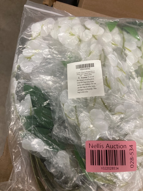 Photo 1 of 4 Pack Wisteria Hanging Flowers 3.6 Feet Fake Hanging Flowers Artificial Wisteria Vines Garland Silk Flowers String for Wedding Party Wall Decor (White) White 4 pack
