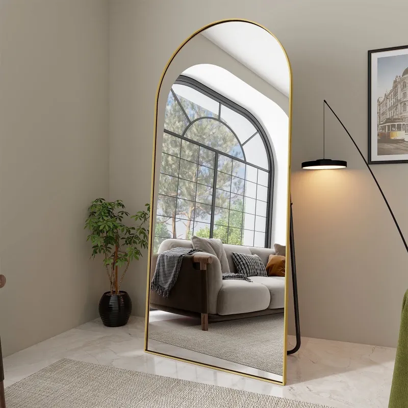 Photo 1 of 76"x34.1" Arch Full Length Mirror Oversized Floor Mirrors for Standing Leaning, Gold