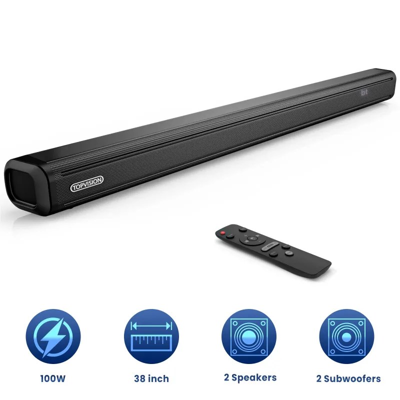 Photo 1 of 38" Soundbar 2.2ch Built-in Dual Subwoofers, Bluetooth 3D Surround Sound Bar TV Speaker, HDMI/RCA/Optical/Aux Connection