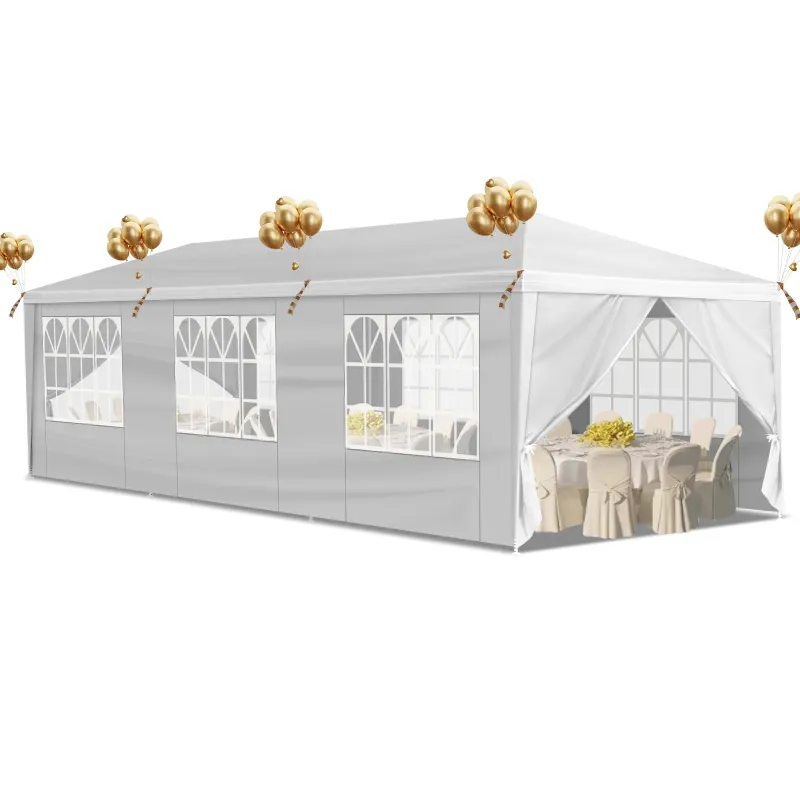 Photo 1 of 10'x 30' Canopy Tent Gazebo Patio Outdoor Party Wedding Tent with 8 Sidewalls White