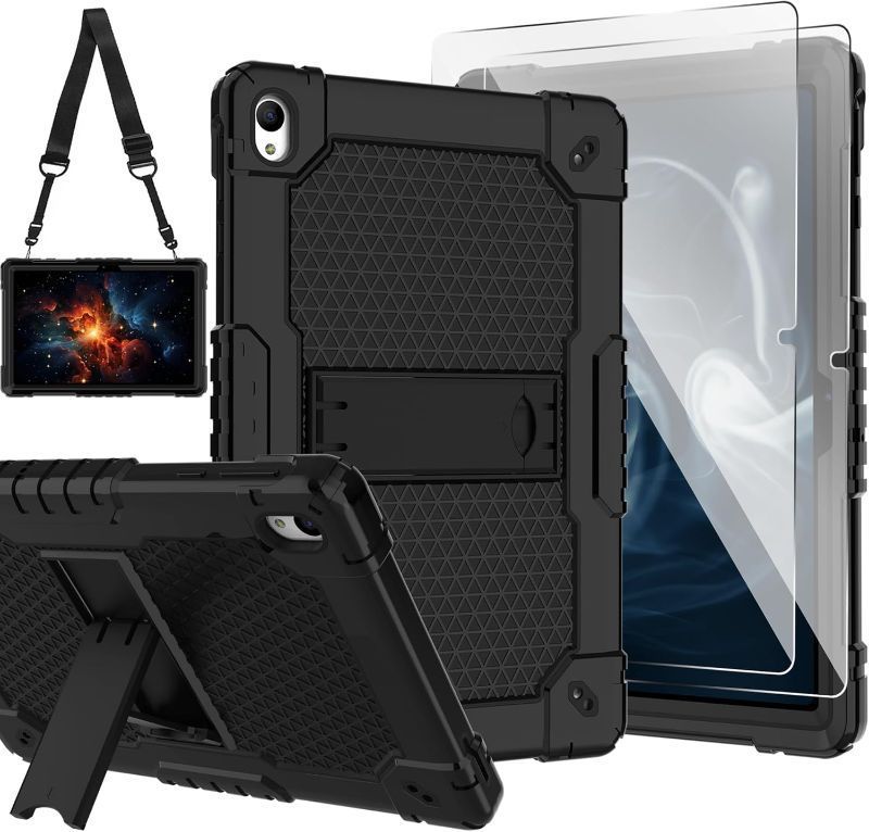 Photo 1 of for Onn 10.1 Tablet Case (Gen 4) 2024 (Model: 100135925) Tablet Case Built in Kickstand Hand Free Heavy Duty Protective Case for Onn 10.1 Tablet Case (Gen 4) 2024 Tablet (Black/Black/1 PC)