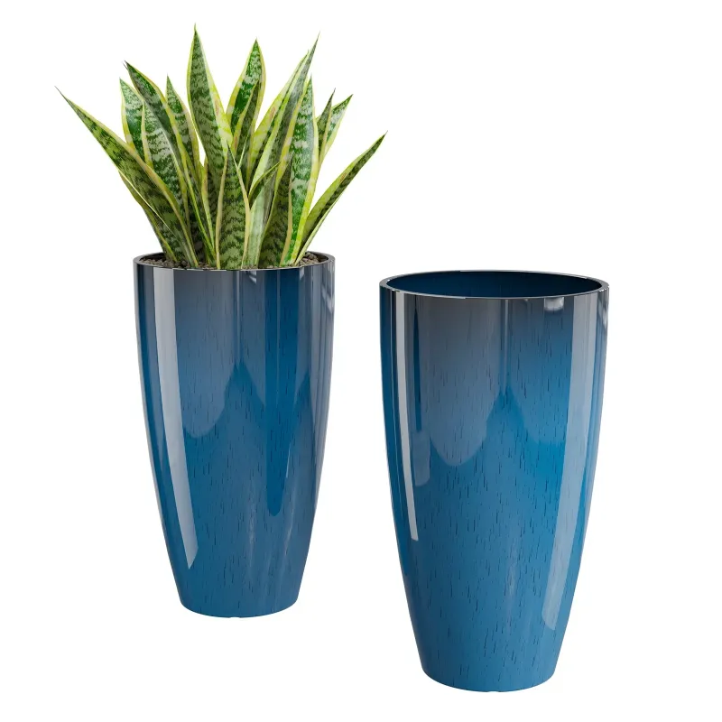 Photo 1 of  21 inch Tall Planters for Outdoor Plants Set of 2,Outdoor Planters for Front Porch,Large Pots for Plants Outdoor Indoor,Blue Planters Flower Pots