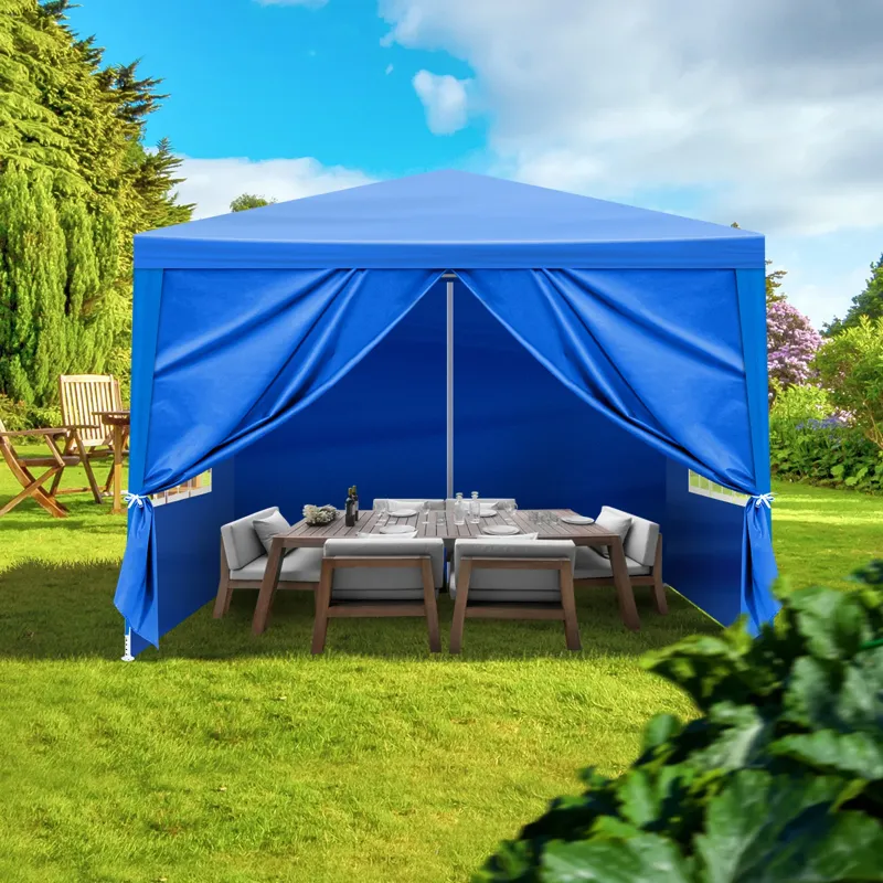 Photo 1 of 10' x 10' Garden Canopy Party Tent Wedding Patio w/ 4 Side Walls Blue