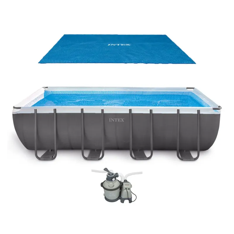 Photo 1 of Intex 18' x 9' x 52" Ultra Frame Rectangular Pool + Rectangular Solar Frame Set