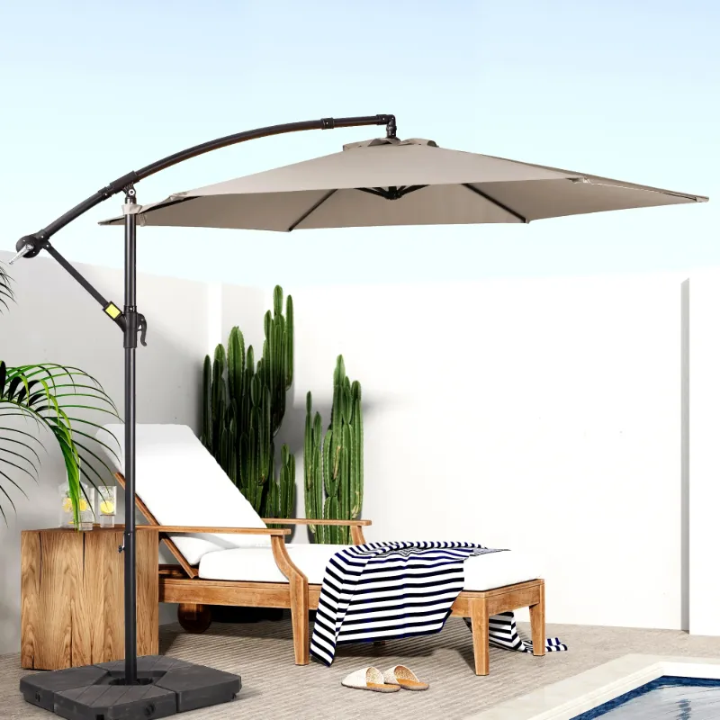 Photo 1 of 10 ft Cantilever Offset Hanging Outdoor Patio Umbrella W/ Easy Tilt - Topological