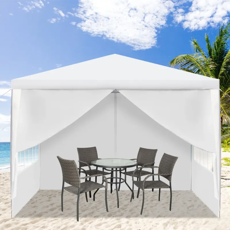 Photo 1 of 10'x10' Canopy Tent Wedding Outdoor Party with 4 Sidewalls White