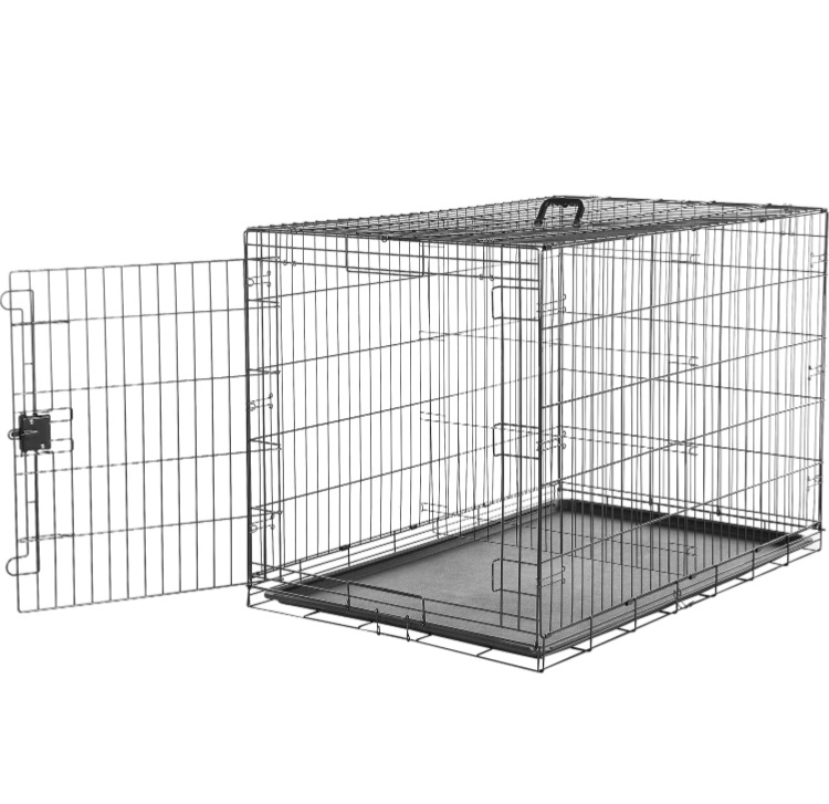 Photo 1 of Foldable Metal Wire Dog Crate with Tray, Single Door, 36 Inches, Black