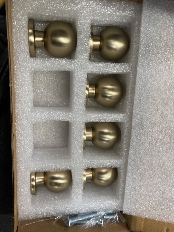 Photo 2 of  6 Pack Gold Cabinet Knobs Round 1 inch Brushed Brass Kitchen Knobs Zinc Alloy Dresser Knobs Metal Cabinet Handles for Drawer Desk Cabinets Cupboard