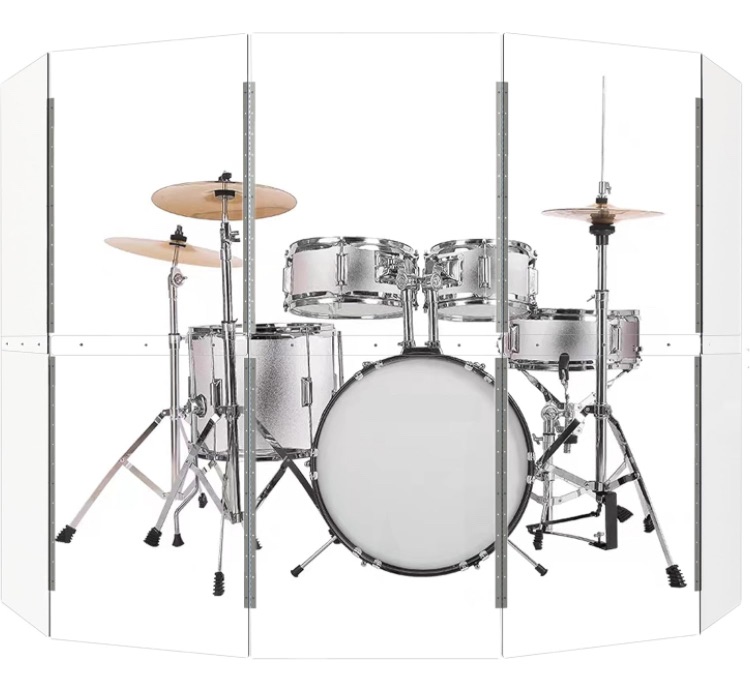 Photo 1 of Drum Shield 5 Panels 2ft x 5ft - Acrylic panel with Stainless Steel Hinges - Perfect for Churches, Home Practice, and Live Performances.