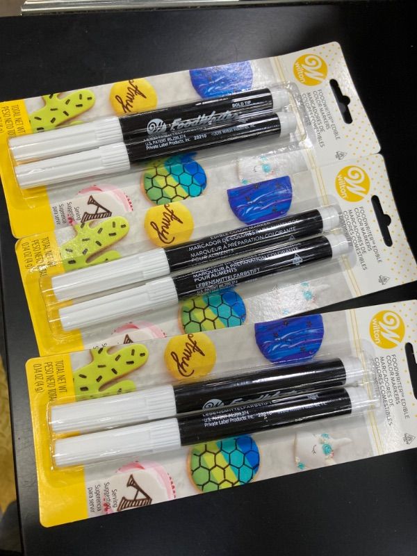 Photo 2 of 3 pack Wilton FoodWriter Edible Color Marker Set 2-Piece Black Food Writer for Desserts
