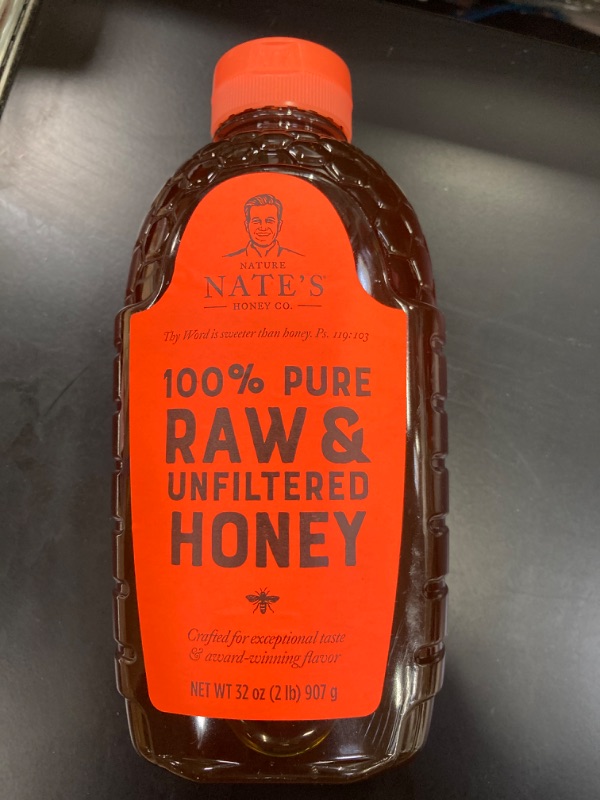 Photo 2 of (((( 09-14-2025))) Nate's 100% Pure, Raw & Unfiltered Honey - Award-Winning Taste, 32oz. Squeeze Bottle Bottle 32 Fl Oz (Pack of 1)