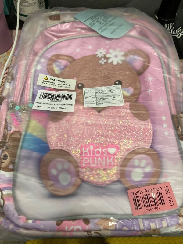 Photo 2 of 16 Inch Girls Backpack with Lunch Box and Pencil Case Cute Bear Backpack for Girls Kawaii Kids Backpack with Lunch Box for Kindergarten Elementary Bear1