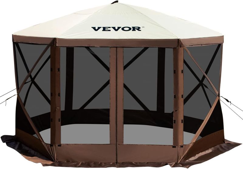 Photo 1 of 
VEVOR Pop-Up Gazebo Screen Tent, 12 x 12 Ft 6-Sided Camping Gazebo Instant Canopy Sun Shelter with 6 Removable Privacy Wind Cloths, Mosquito Netting, 300D...  

