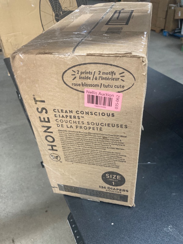 Photo 1 of The Honest Company Clean Conscious Diapers | Plant-Based, Sustainable | Rose Blossom + Tutu Cute | Super Club Box, Size 1 (8-14 lbs), 136 Count Size 1 (136 Count) Rose Blossom + Tutu Cute