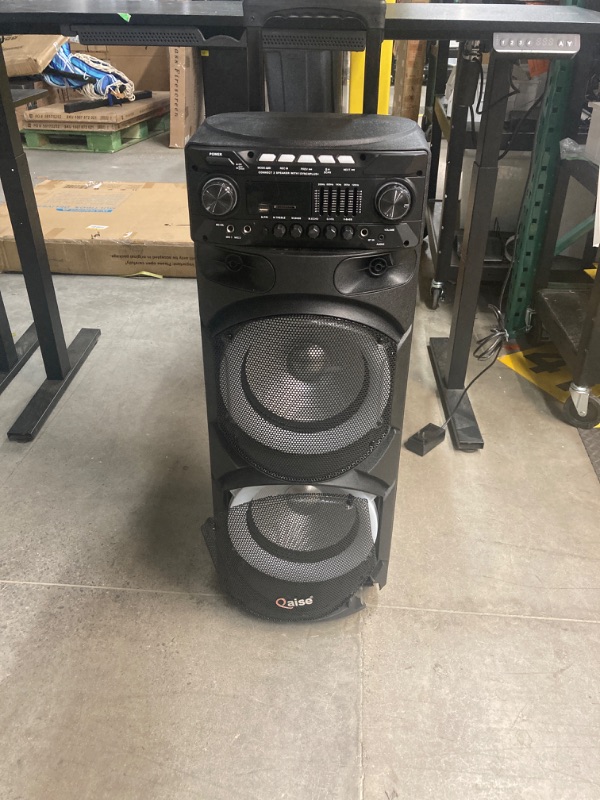 Photo 2 of Portable PA System with Wireless Mic - Bluetooth Party Boombox Speaker & Karaoke Machine with Lights, Dual 10” Subwoofer, X-Bass & 8000 Watts Peak Power - SonicBoomer X-Dix