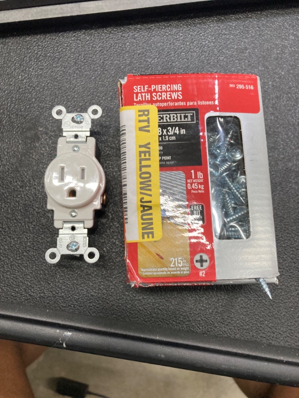 Photo 3 of #8 x 3/4 in. Phillips Drive Truss Head Lath Sharp Point Screw 1 lb.-Box (215-Piece)
&
15 Amp Commercial Grade Tamper Resistant Single Outlet, White
