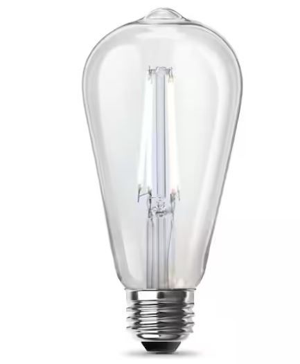 Photo 1 of 100-Watt Equivalent A19 Dimmable LED Light Bulb Bright White (4-Pack)
&
60-Watt Equivalent ST19 Straight Filament Dusk to Dawn Clear Glass E26 Vintage Edison LED Light Bulb, Daylight

