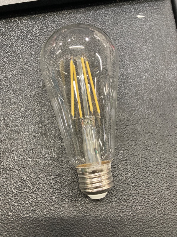 Photo 1 of 100-Watt Equivalent A19 Dimmable LED Light Bulb Bright White (4-Pack)
&
60-Watt Equivalent ST19 Straight Filament Dusk to Dawn Clear Glass E26 Vintage Edison LED Light Bulb, Daylight
