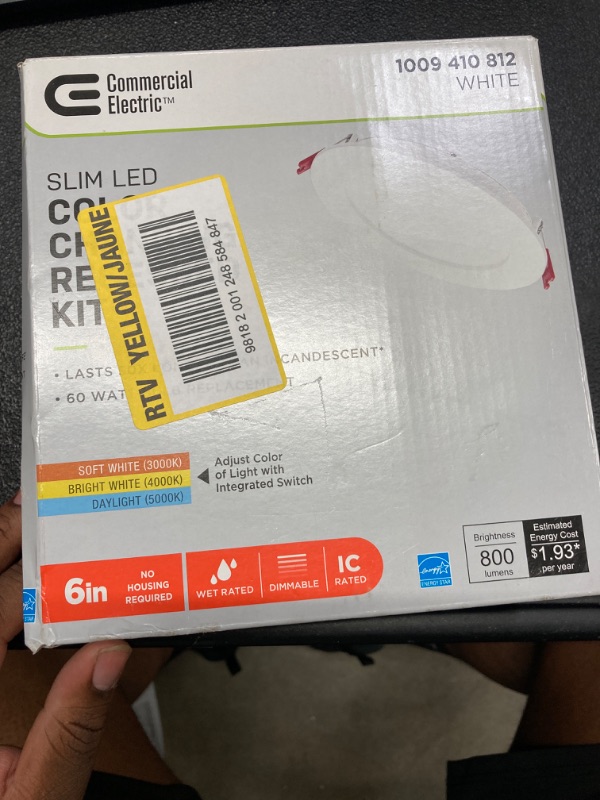 Photo 2 of 6 in. LED Slim 3 CCT Canless - White
