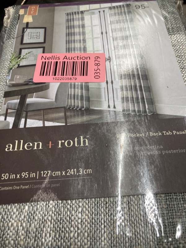 Photo 1 of  allen + roth Rod Pocket Gray & White Checkered Single Panel 50" x 95"
