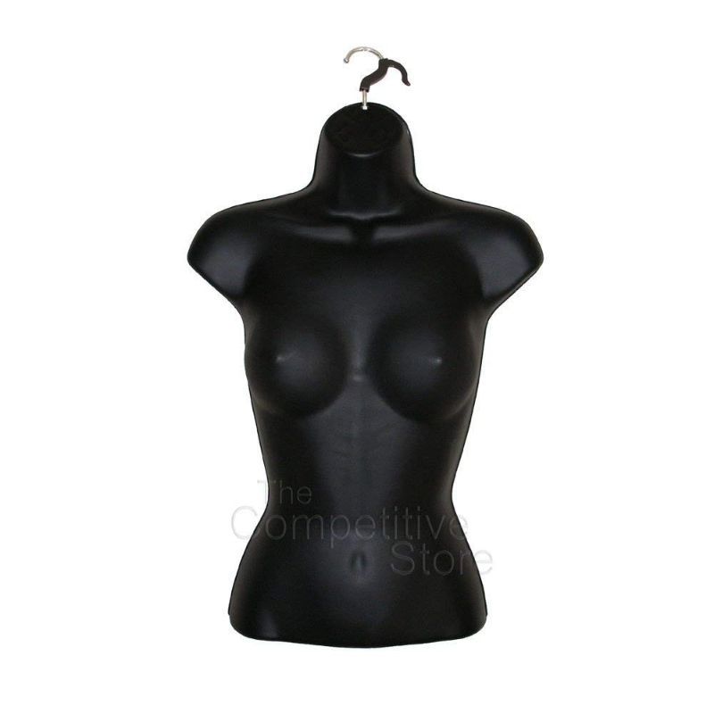 Photo 1 of Female Hollow Back Mannequin Torso Set & Hanging Hook, S-M Sizes (1 Pack, Black)