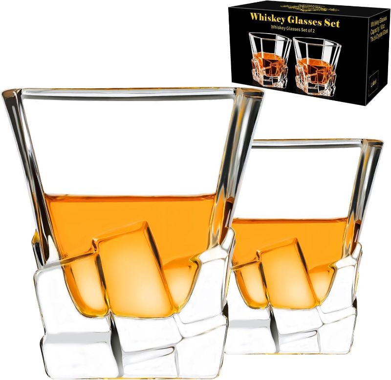 Photo 1 of *** Mixed Bundle *** PARACITY Whiskey Glasses Set of 2, 10 OZ Old Fashioned Cocktail Glass, Whiskey Glasses, Bourbon Glasses, Glasses for Scotch, Liquor Vodka, Bourbon, Whiskey Gifts for Men, Husband, Boyfriend | JVJINGSZ Cute Ceramic Coffee Mug Set of 2,