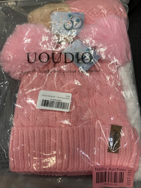 Photo 2 of Kids Winter Hats Gloves Scarf Set for Girls Boys Toddler Warm Fleece Lining for 1-10 Years Old M-pink Medium