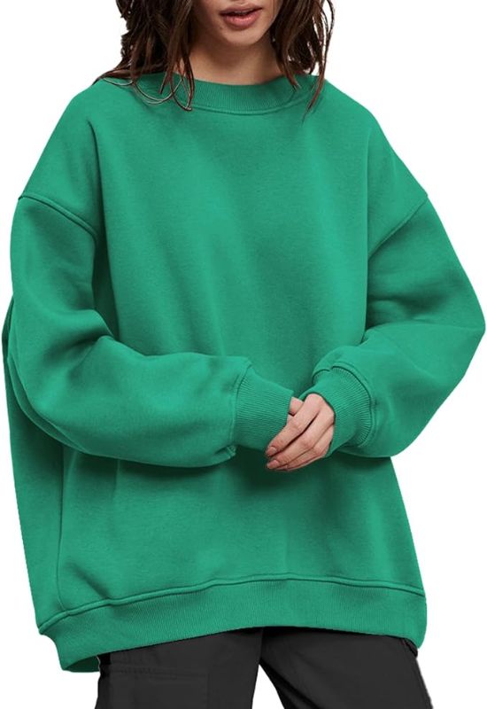 Photo 1 of LOSORN ZPY Womens Oversized Sweatshirts Fleece Long Sleeve Crewneck Casual Pullover Casual Fall Tops Green Large