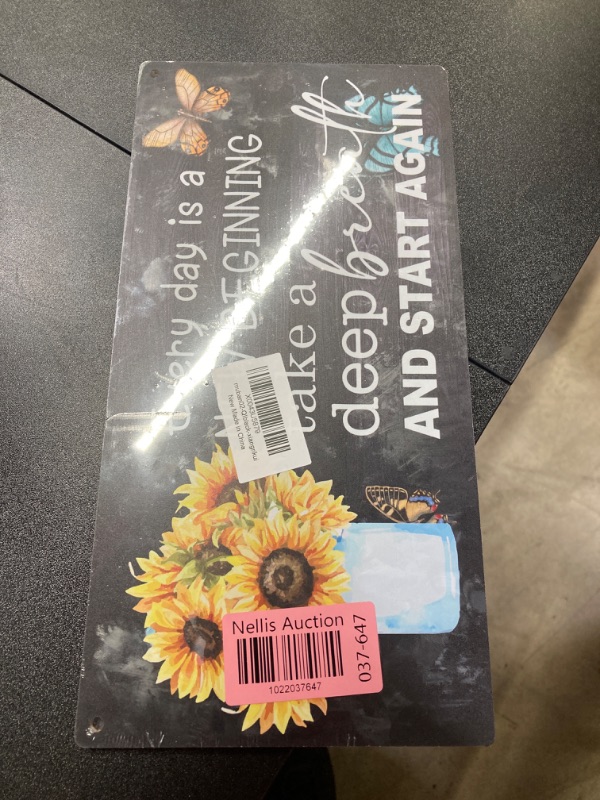 Photo 2 of **Not exact color** SHLINCO Every Day is a New Beginning - Motivational Sunflower Wooden Plaque Sign Desk Decor - Hanging Wooden Art Printed Decor Gift for Outdoor Indoor Home xiangrikui1