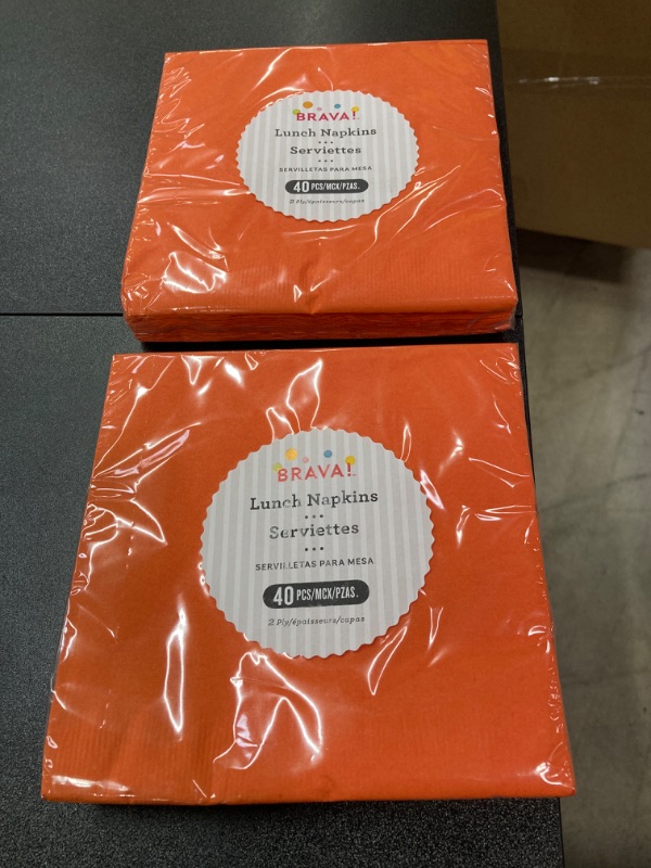 Photo 2 of **2 Pack** Medium Lunch Napkins - 6 1/2 x 6 1/2 - Orange - 40/Pack