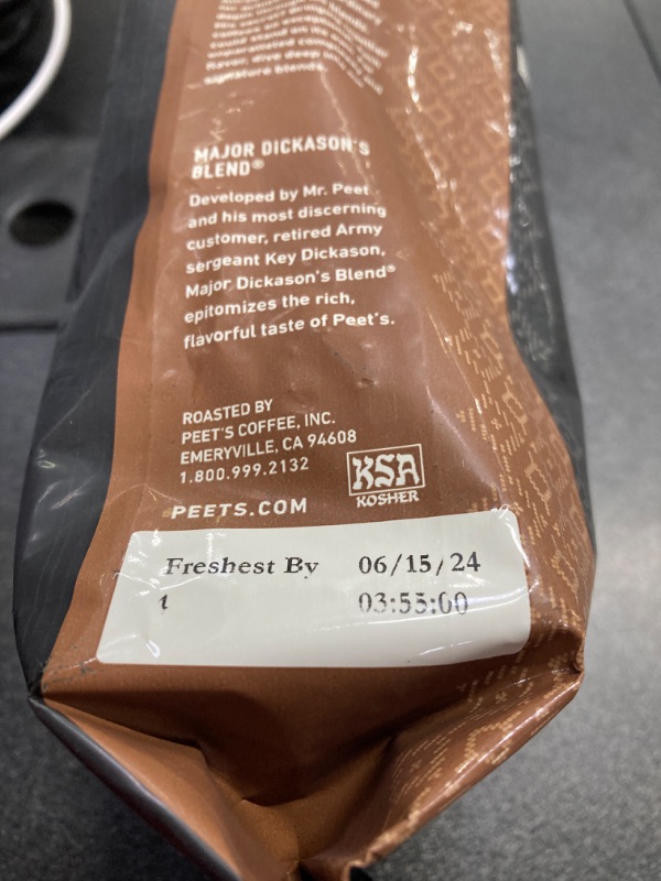 Photo 1 of **Expired 06/15/2024** Peet's Major Dickason's Blend Dark Roast Whole Bean Coffee