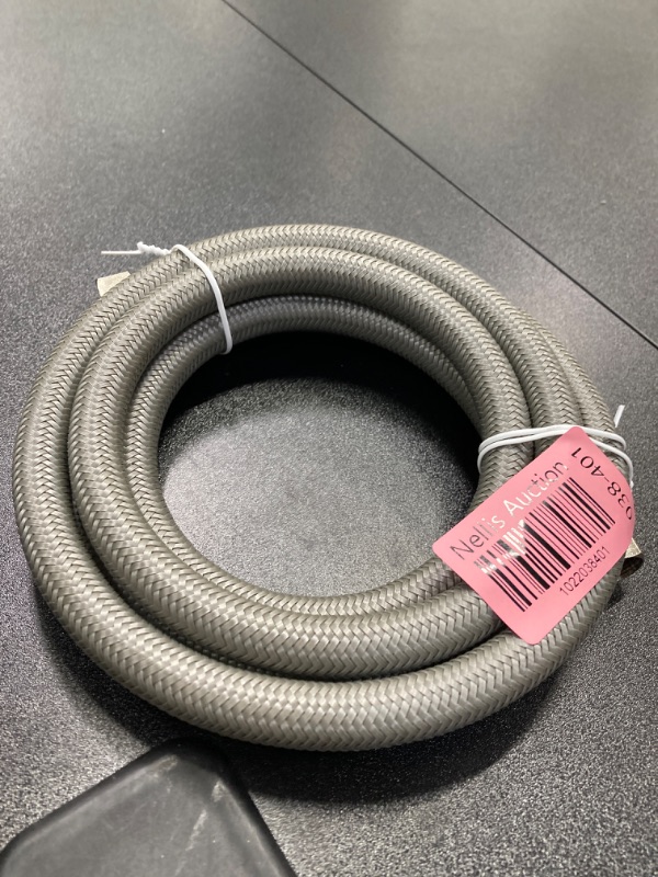 Photo 2 of Fuel Line Hose 10FT 6AN 3/8" Universal Silver Stainless Steel Braided Nylon CPE Oil Gas Fuel Hoses 10 Feet AN-6 3/8 inches