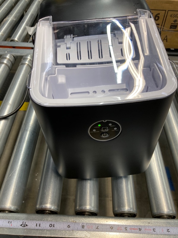 Photo 1 of AGLUCKY Ice Makers Countertop, Portable Ice Maker Machine 26lbs/24Hrs,8 Bullet Ice Cubes of 2 Sizes Ready in 9 Mins,Self-Cleaning Ice Machine with Handle for Home/Kitchen/Office 26.5Lbs/24H Black 1