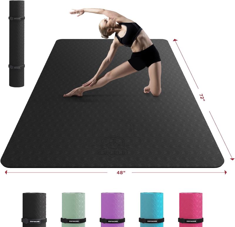 Photo 1 of **The color is different from the reference image**  HAPBEAR Extra Large Yoga Mat - 72"x48"/78"x54"x6mm (1/4 inch), Non-Slip, Durable, Eco-Friendly, Thick Wide Exercise Mat for Home Workouts, Yoga, Pilates, Stretching, Meditation (Barefoot Exercise) 72"x4